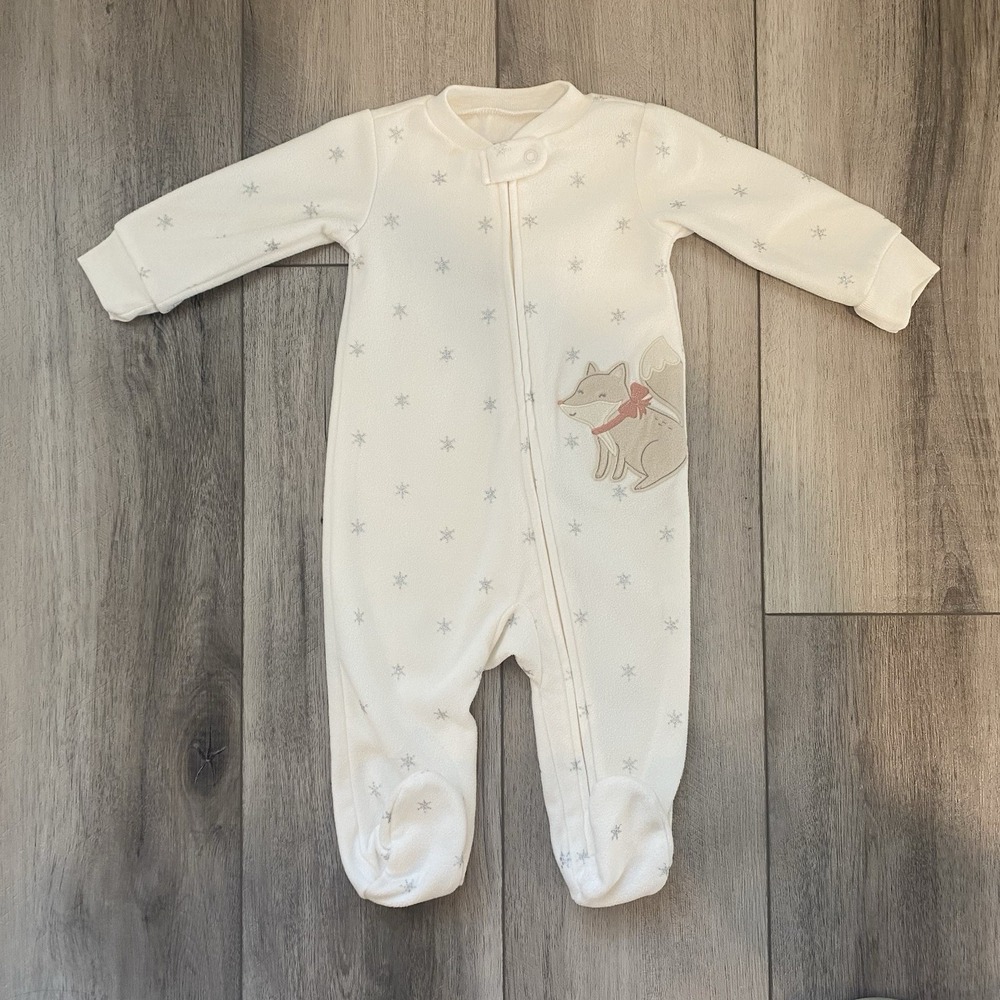 Carter's Infant Girls Fleece Footed Sleeper 6 months White One-Piece Snow Fox‎